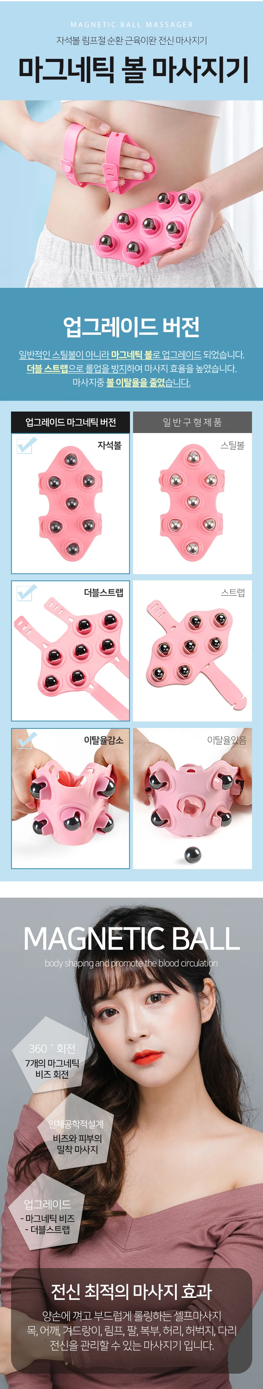 전신 마그네틱볼 마사지기 림프 순환 승모근 마사지 상세2