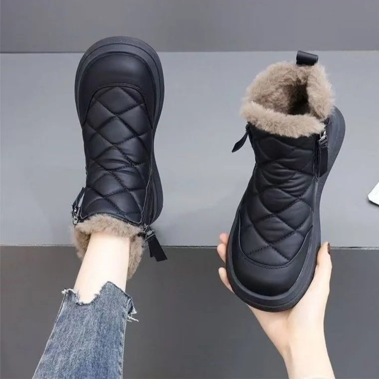 여성 하이탑 겨울 부츠 퍼 신발