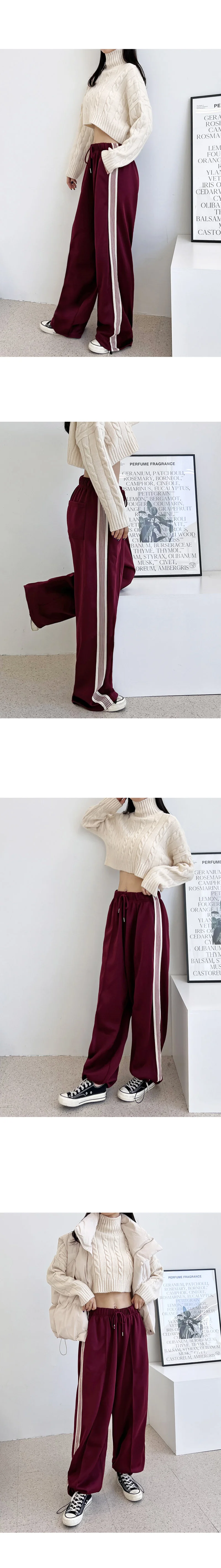 트레이닝 와이드 팬츠 여성 밴딩 조거 바지 스트링 하의 상세2
