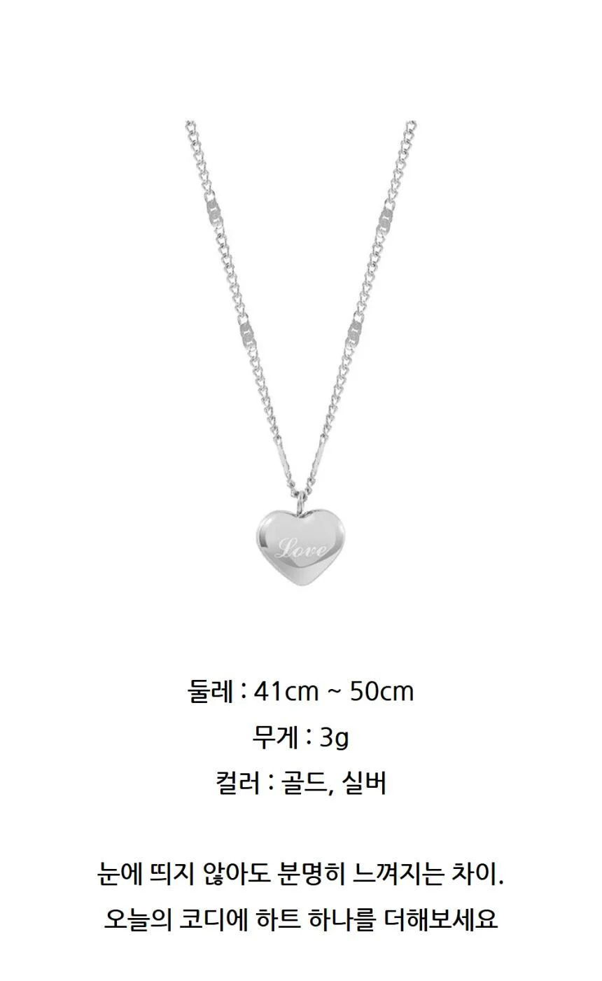 여성 러브 하트 펜던트 데일리 목걸이 상세4