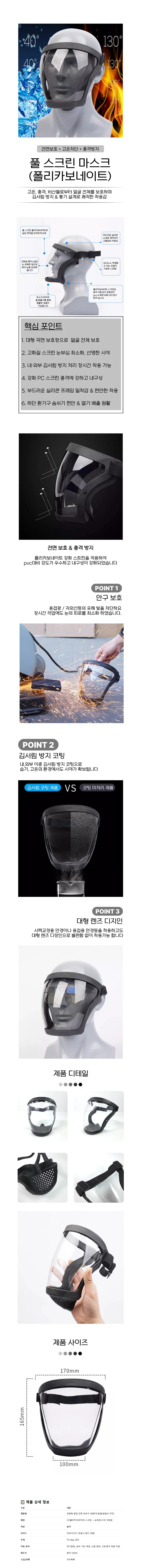페이스쉴드 보호대 투명 마스크 얼굴 가리개 커버 전체형 상세1