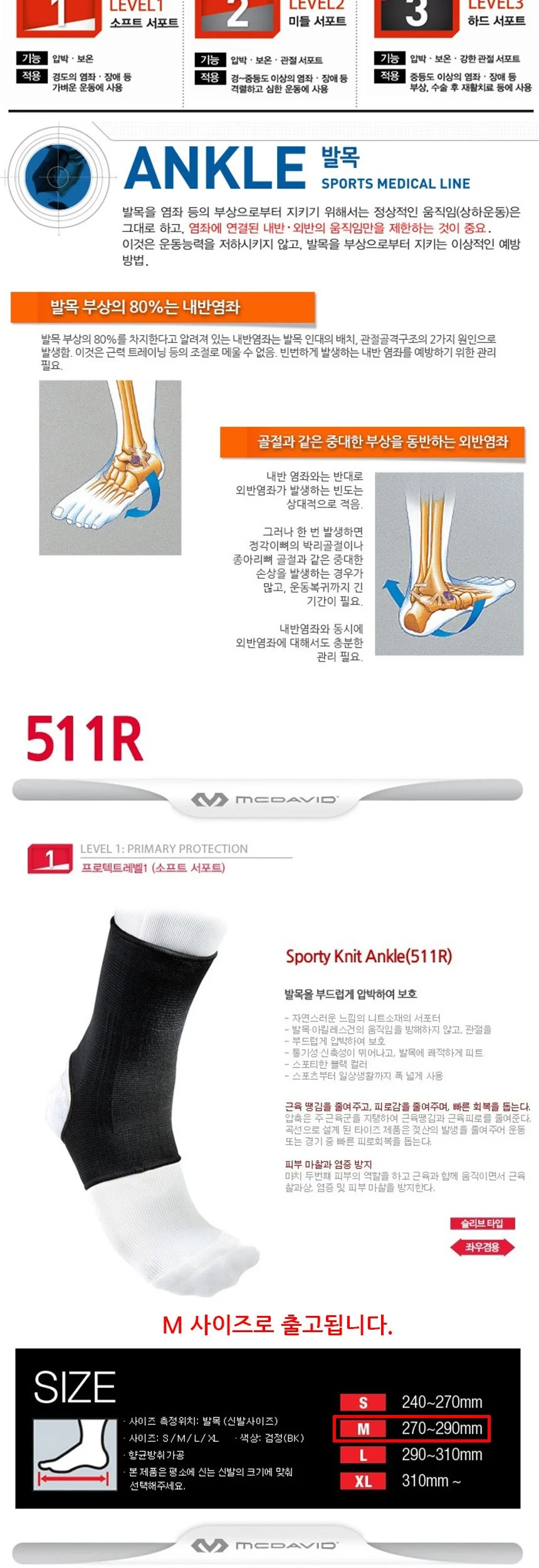맥데이비드 511R 발목보호대 M 상세3