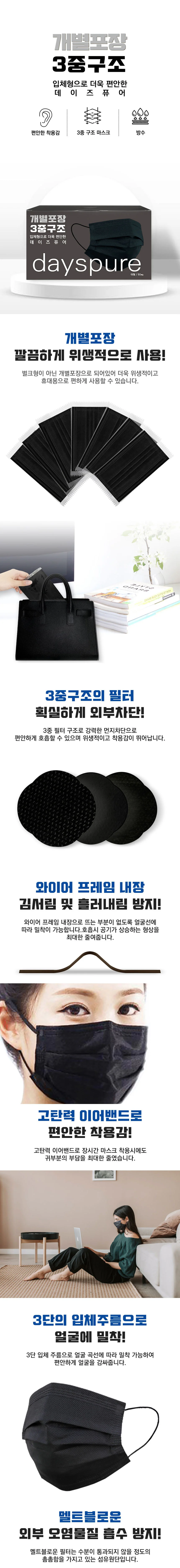 덴탈마스크 오피스소모품 마스크 검정 50장입 40개 상세1