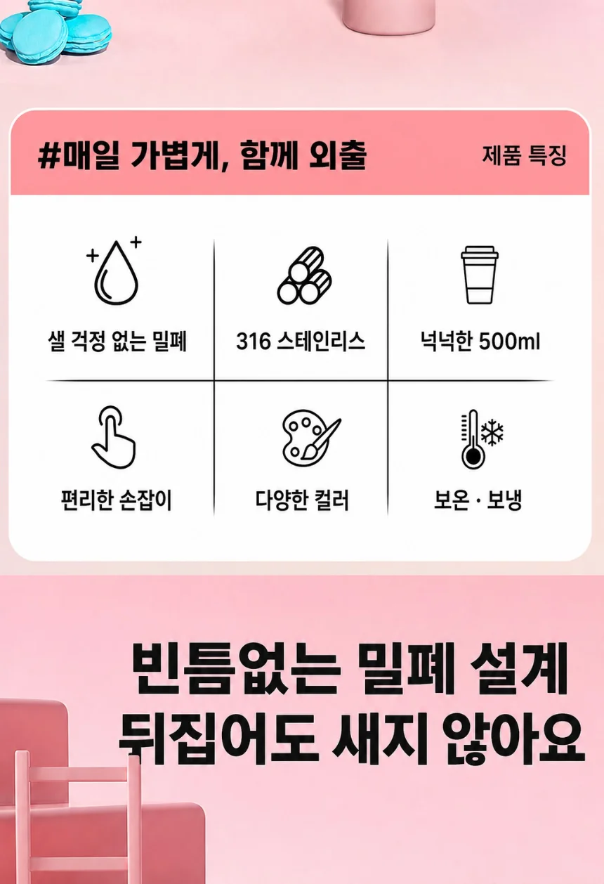 스텐 316 대용량 원터치 아동 텀블러 500ml 상세4