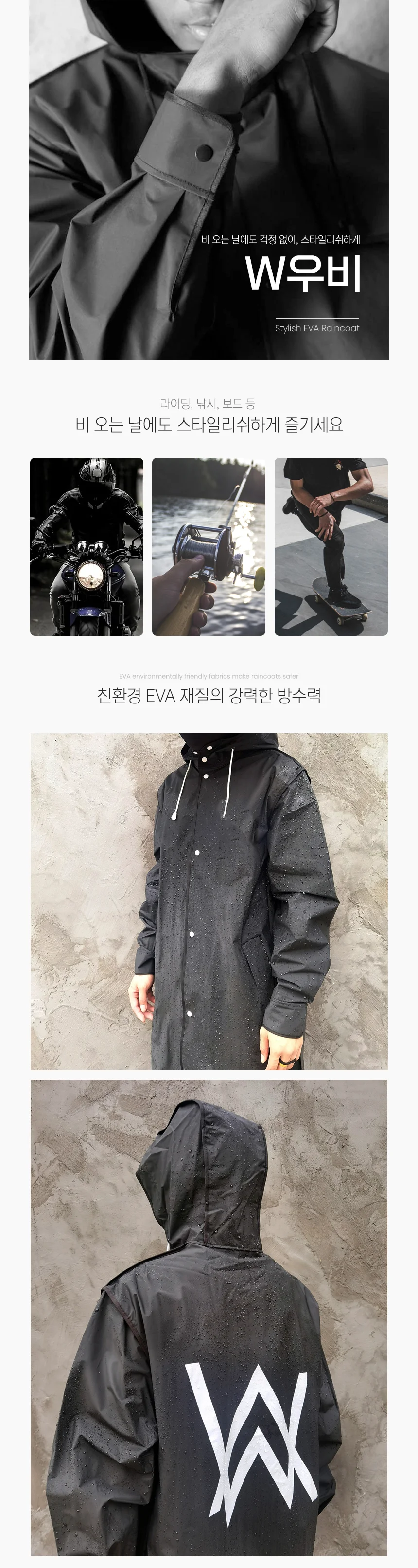 남성 레인코트 판초형 비옷 우비 상세2