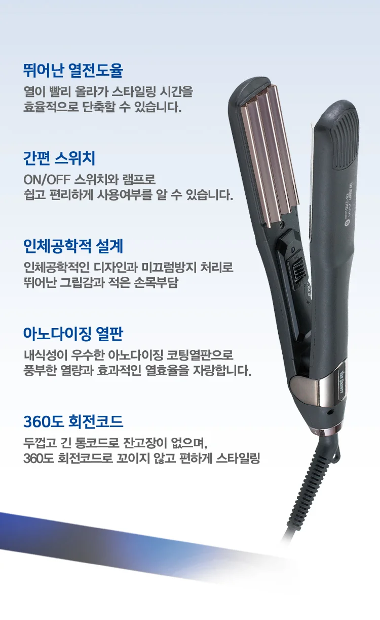 전문가용 나이아가라 헤어스타일링 발열판 매직기 고데기 상세5