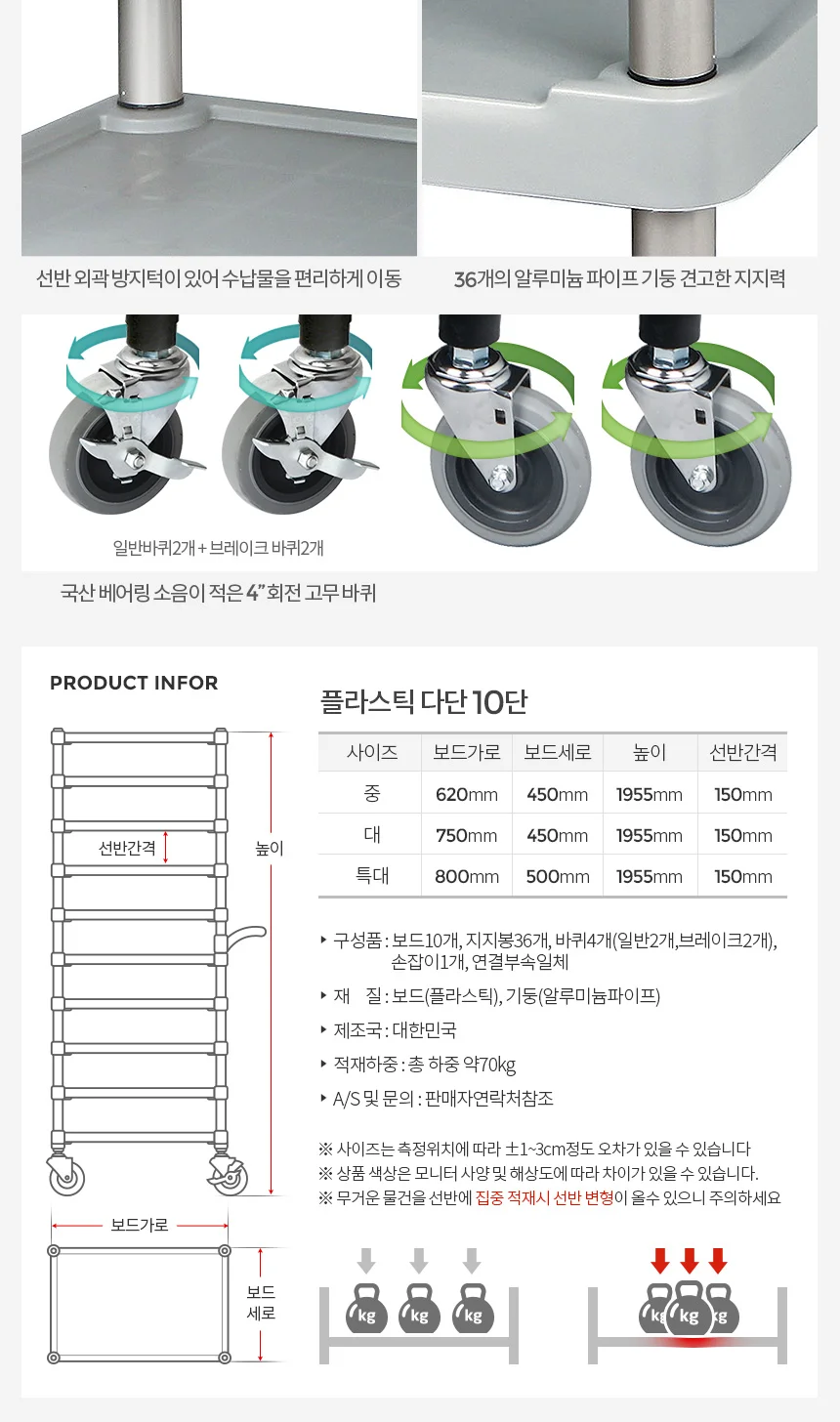 10단 배식카 병원웨건 배식카트 이동식카트 급식카트 배식차 상세4
