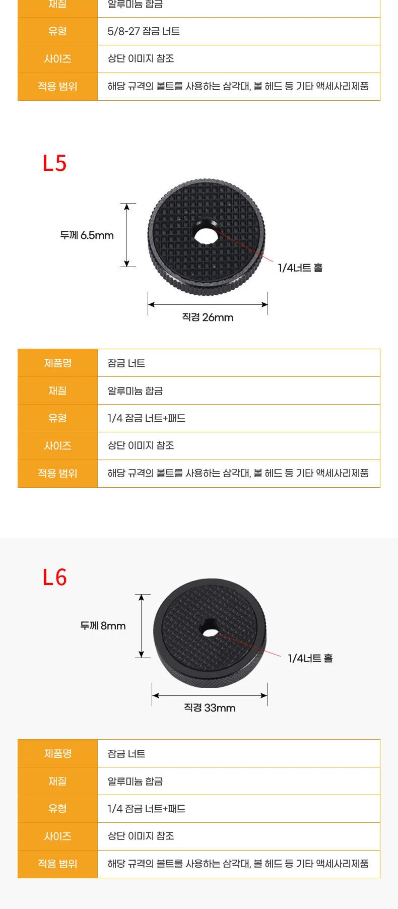 잠금너트 조임 삼각대 볼헤드 카메라 상세4