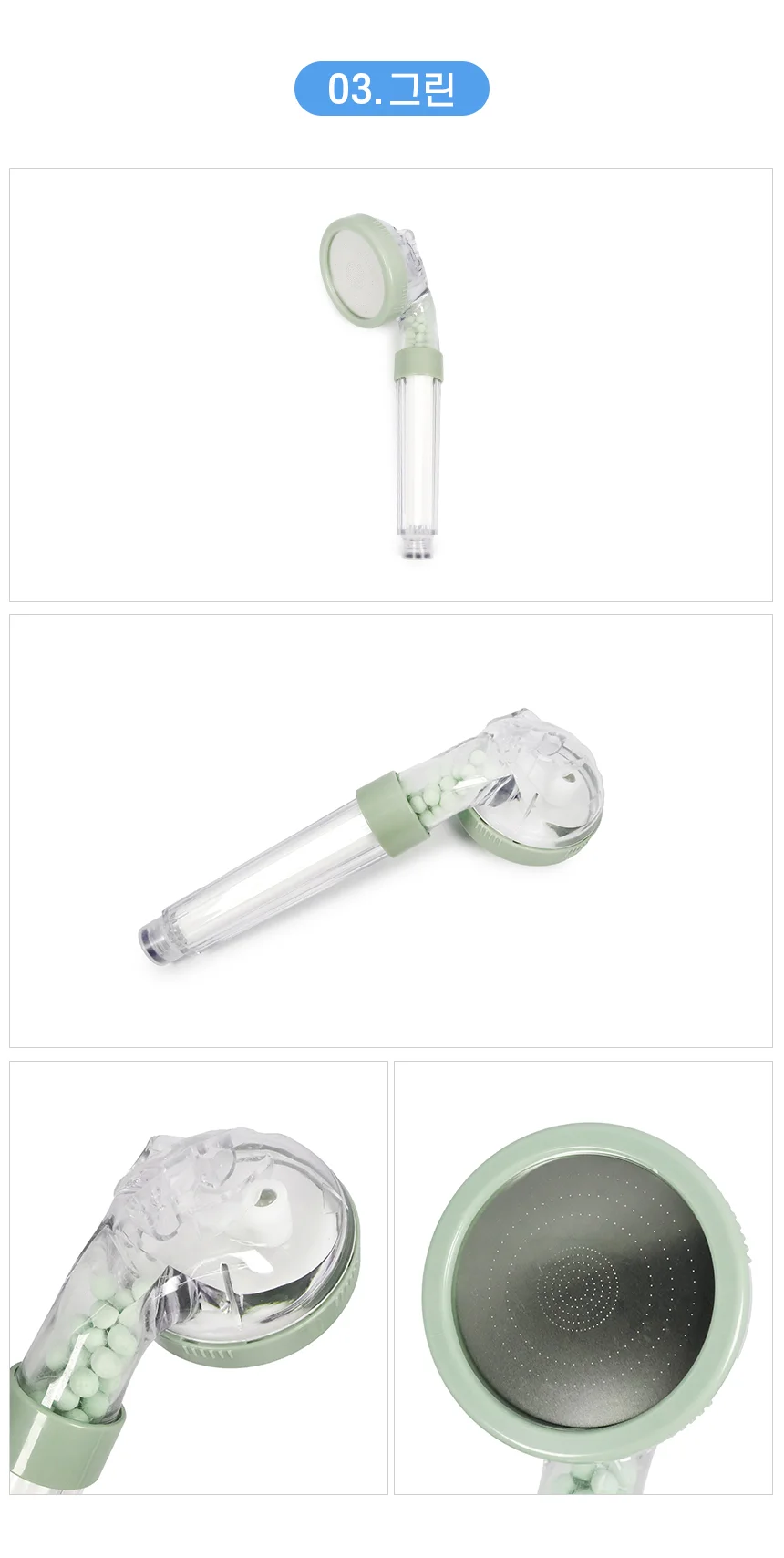 정수샤워기 3단 수압조절 샤워기필터 교체용 화이트 상세4