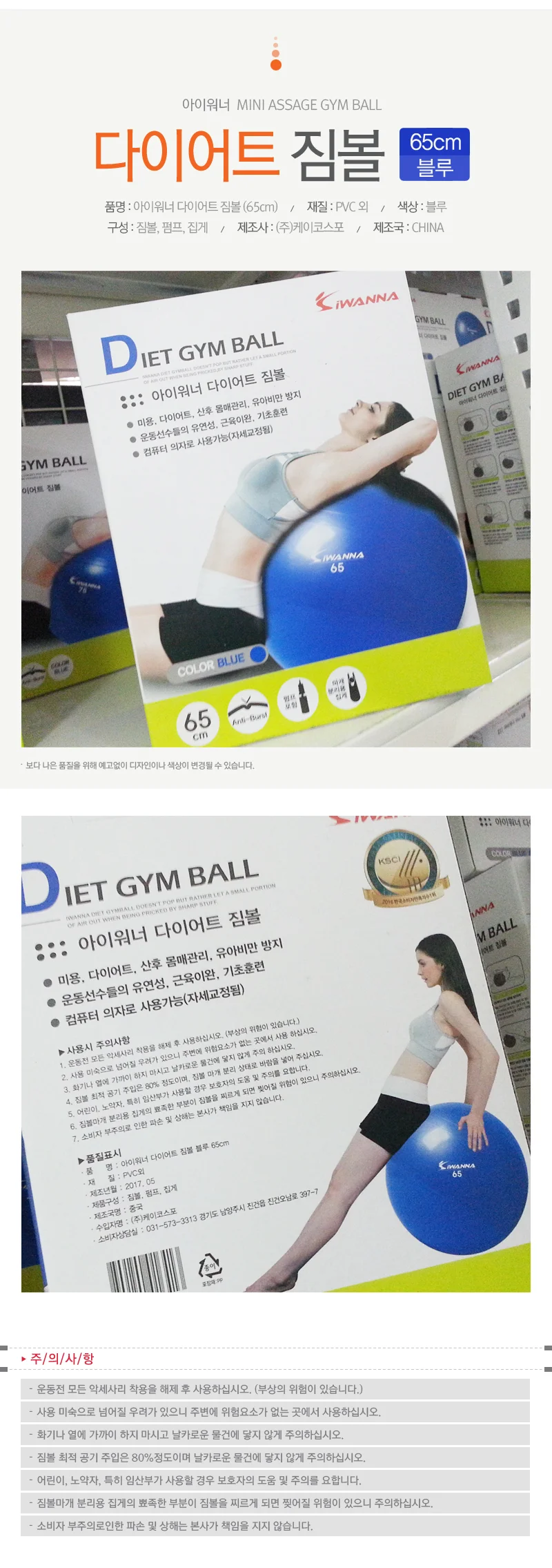 운동용 짐볼 필라테스 볼 65cm 상세1