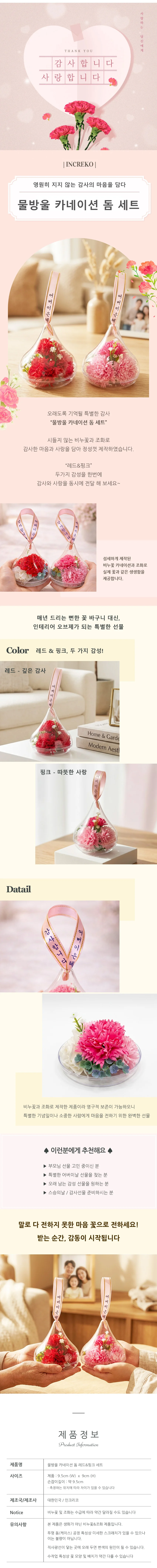 어버이날 카네이션 유리돔 조명 무드등 선물세트 감사 선물 추천 상세3
