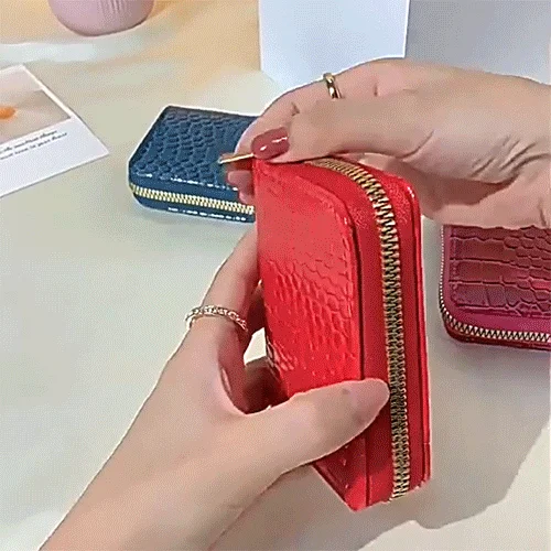 PU 악어가죽 여자 여성 명함 지퍼 카드지갑 동전지갑 상세1
