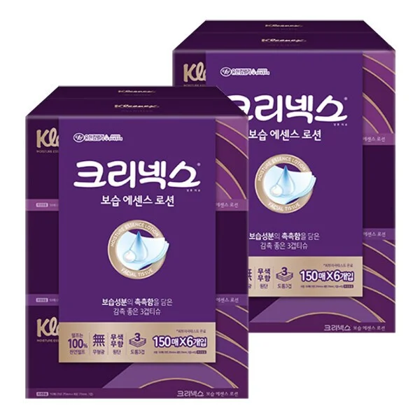 크리넥스 보습에센스 로션 3겹 미용티슈 150매x3입x2팩