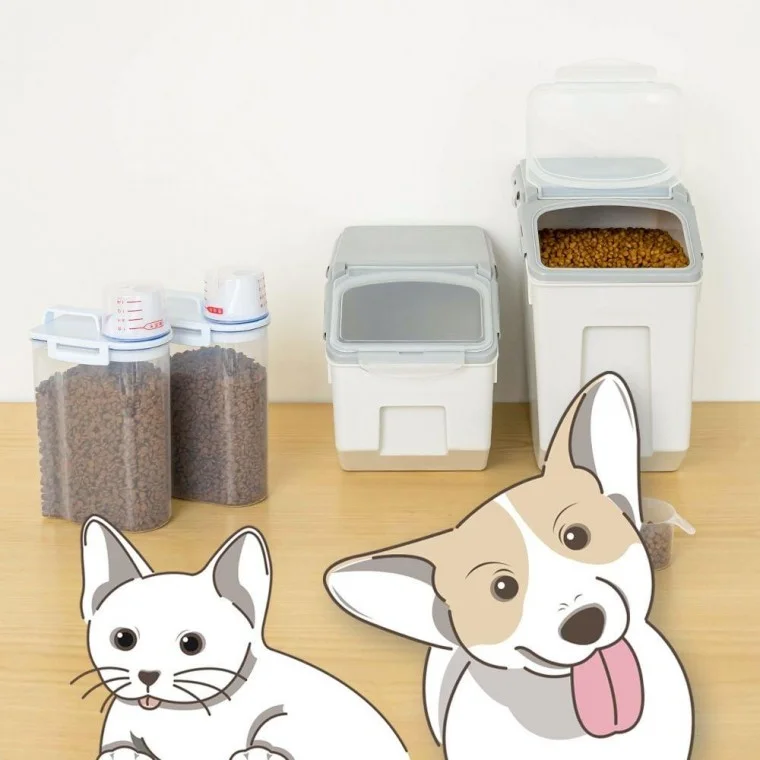 강아지 고양이 습기 차단 사료 보관통 간식 보관함 소1+1 사료통 진공 강아지간 식통