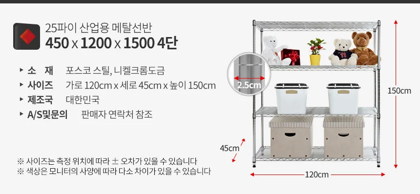 450x1200x1500 4단 업소용선반 식당 대형 냉장고정리 상세4