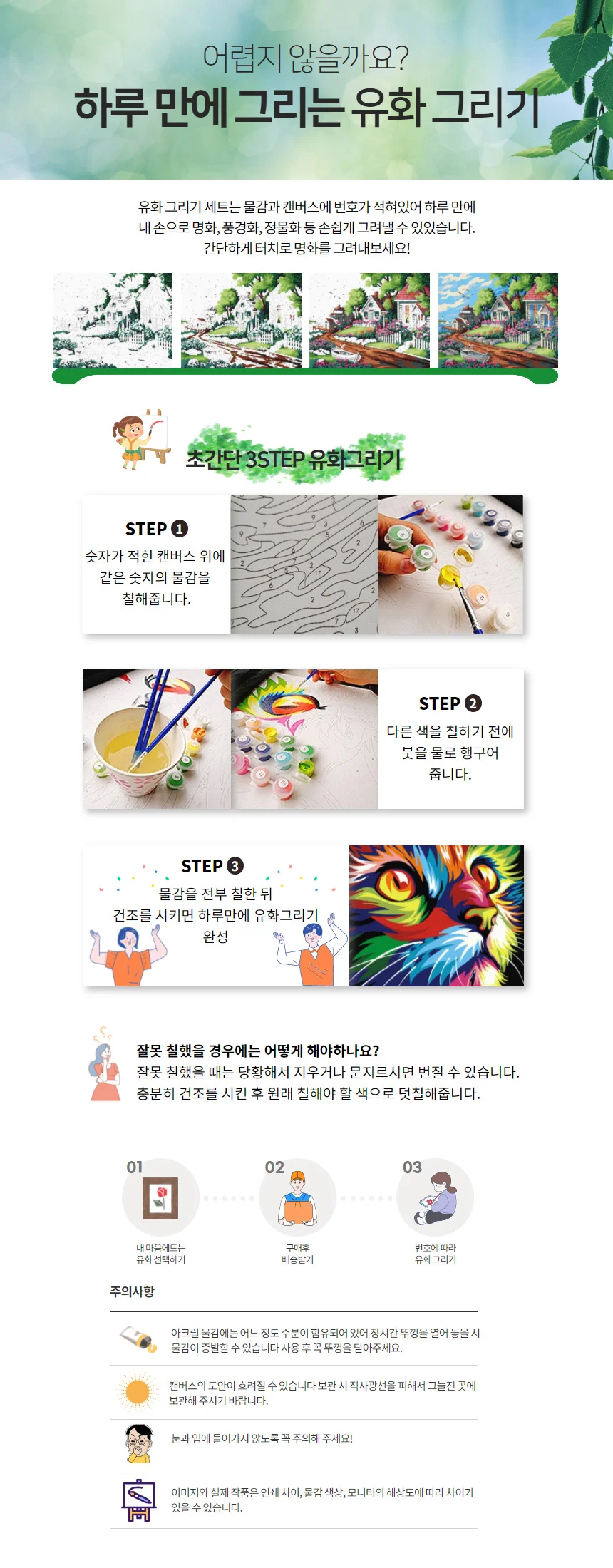 리빙듀오 DIY 쉬운 유화그리기 세트 33종 (소형 20x20) 상세5