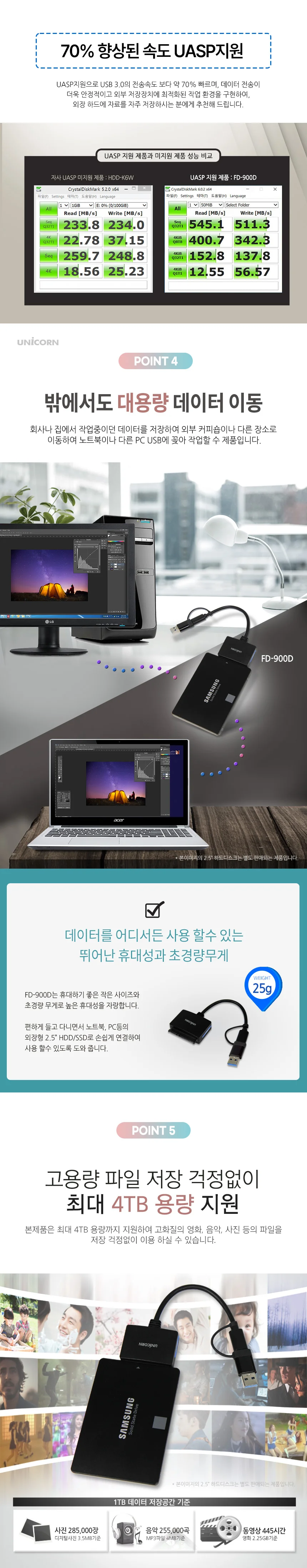 2.5인치 HDD SSD 듀얼 컨버터 전송 연결 케이블 상세3