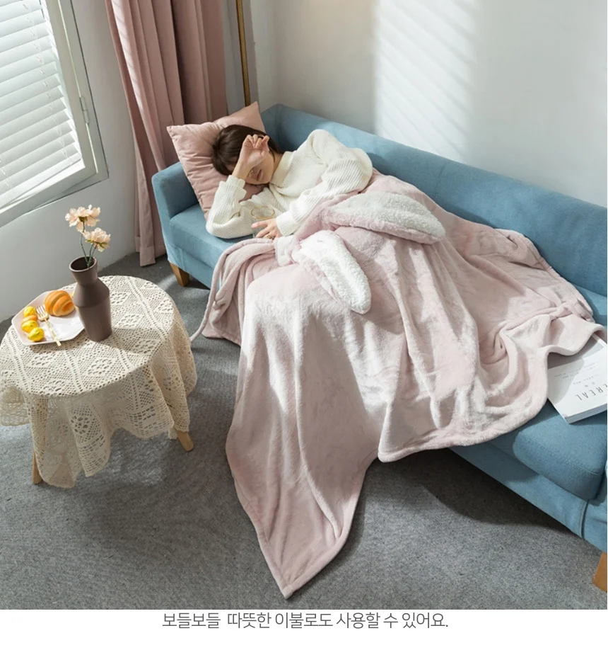 TT 극세사 토끼 후드담요 포근한 망토담요 무릎담요 상세5