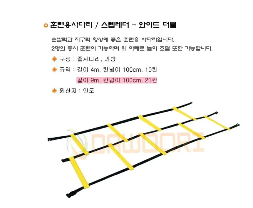 다우리 스텝 레더 축구 체육 트레이닝 훈련 사다리 9M 상세2