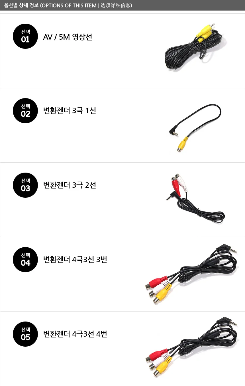 모터스라인 후방 카메라/감지기/변환젠더/케이블/링크 상세1
