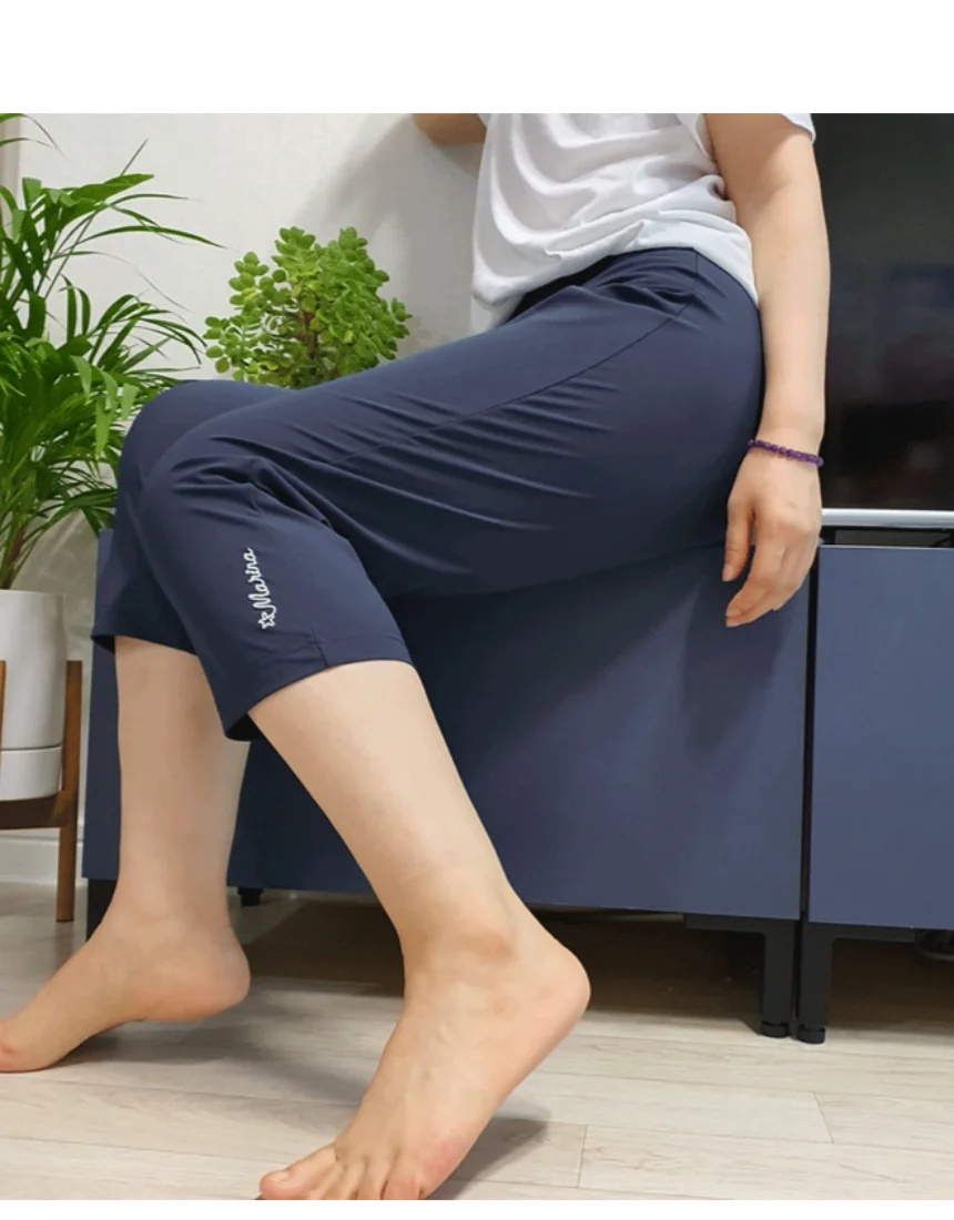 여성 쿨팬츠 7부 스판 밴딩 바지 여름 홈웨어 반바지 상세3