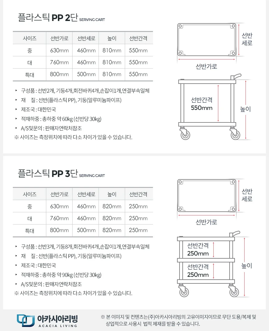 플라스틱 PP 서빙카트 운반 식당 업소용 핸드카 이동 상세5