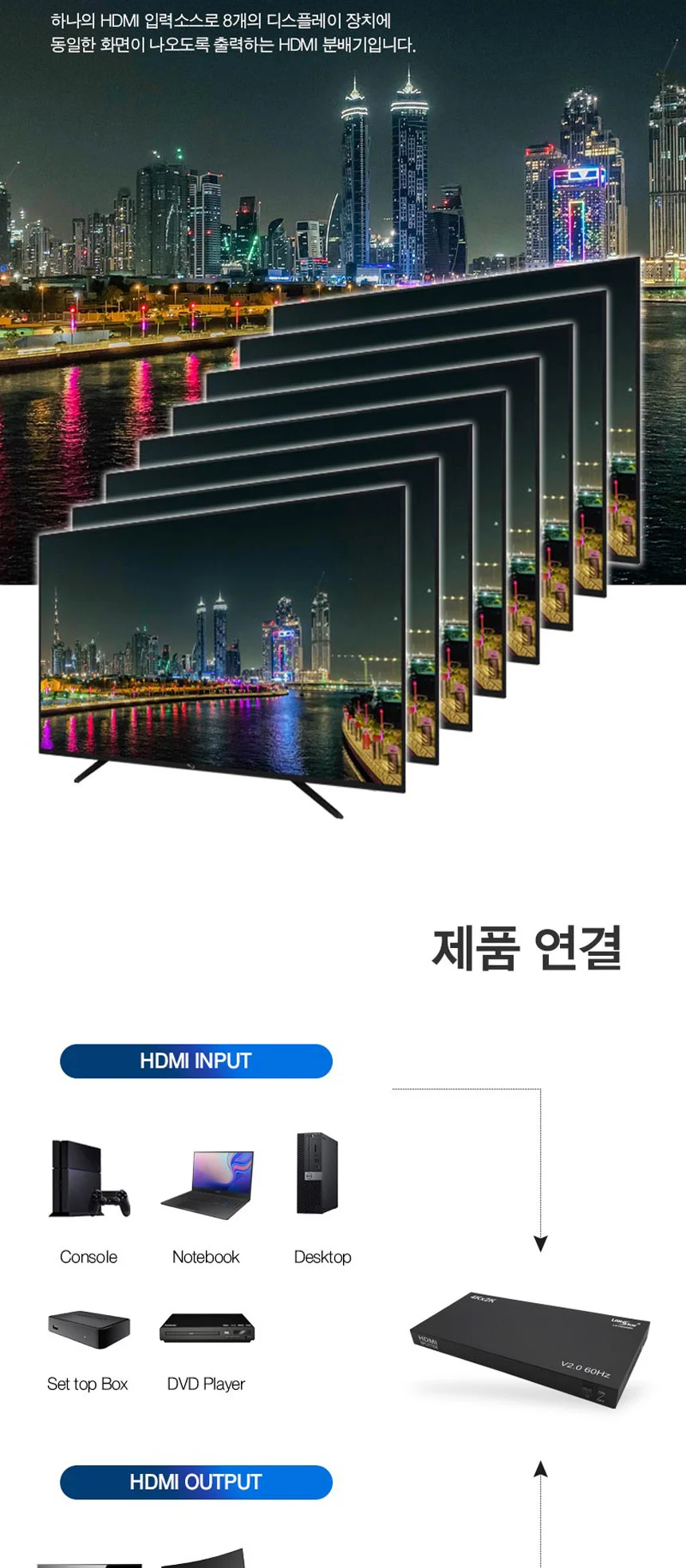 hdmi 분배기 4k hdmi 분배기 고화질 2.0 4k 전시회 회의실 상세2
