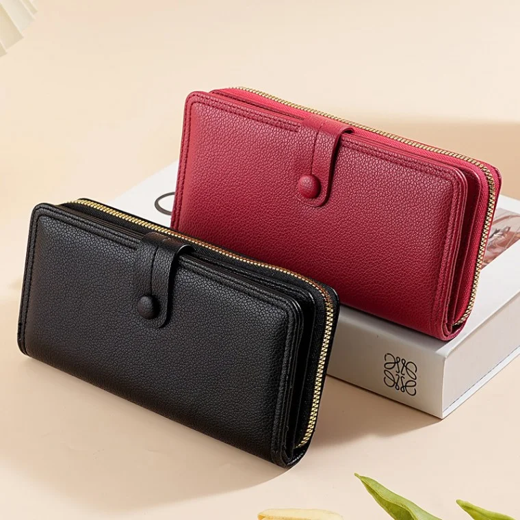 심플 모던 여성 가죽 장지갑 세련된 지퍼 카드 홀더 지갑 엄마 친구 생일 선물 추천