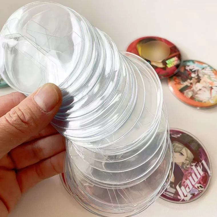 투명 캔뱃지 커버 60mm 10개 대바늘 케이블 보관 정리 원형 굿즈 보호 보관함