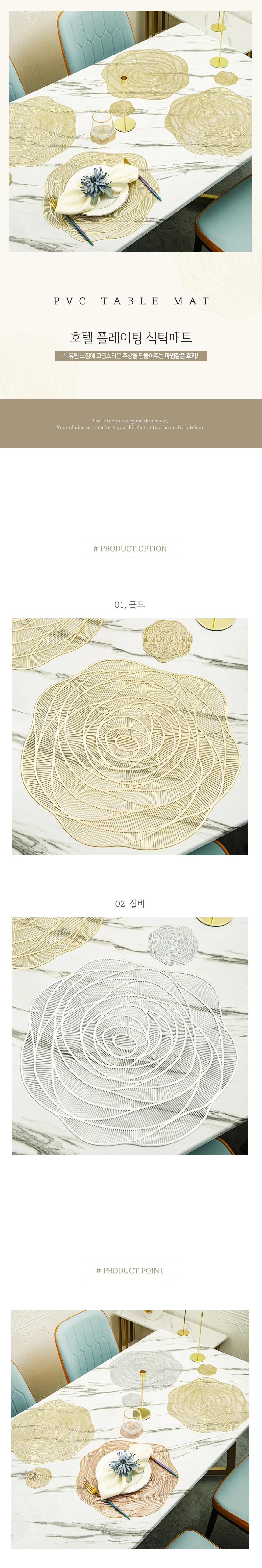 투명 식탁 매트 장미 PVC 실리콘 테이블 보호 주방 상세1
