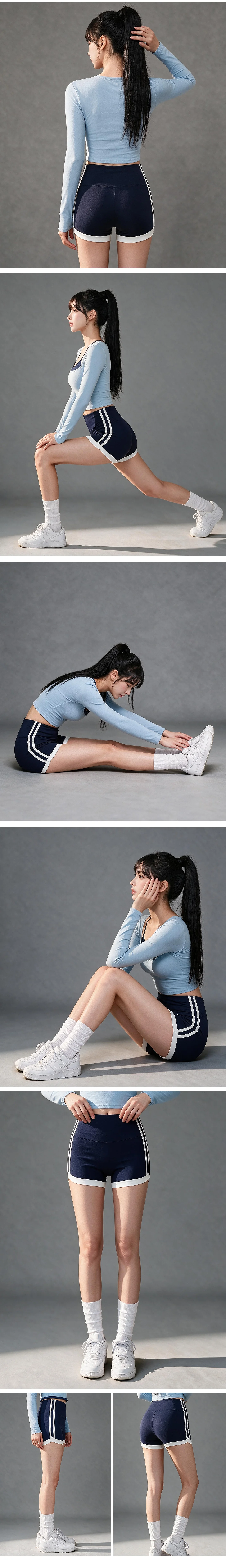 투라인하이숏츠 밴딩팬츠 3부반바지 요가 헬스 운동복 상세5