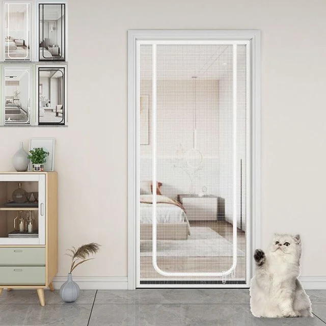 방충문 지퍼 강아지 고양이 방충망 애견칸막이 안전문 90x220cm
