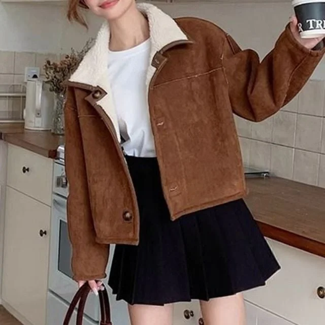 크롭 코트 카라넥 루즈핏 여성 자켓
