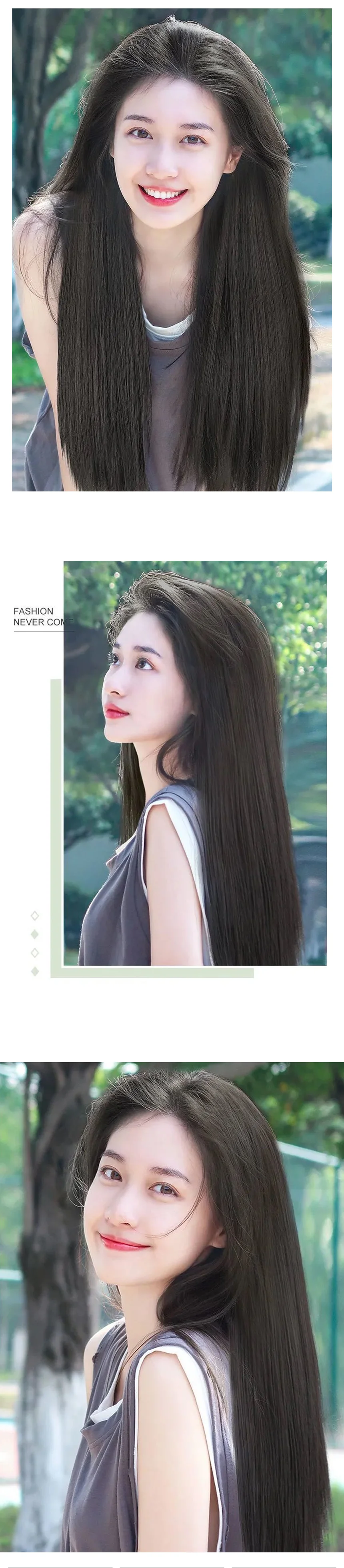 롱 헤어 피스 브릿지 붙임머리 가발 똑딱이 부분 60cm 상세5