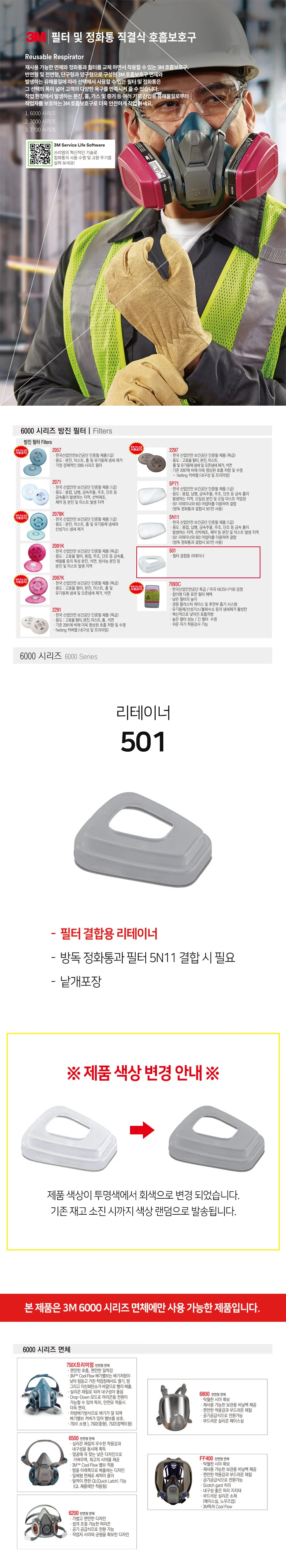 3M 마스크 리테이너 필터 케이스 6000시리즈 전용 1P 상세2