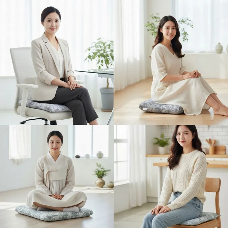 에보니아 고밀도 메모리폼 방석 45X45 미끄럼방지 두꺼운 사계절 사각 편한 체중분산 사무실 의자 학생