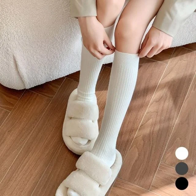 기본 골지 스타일 밴딩 깔끔 데일리 니삭스 여자 양말 두꺼운양말 오버 겨울 코디 골지 여성 패션
