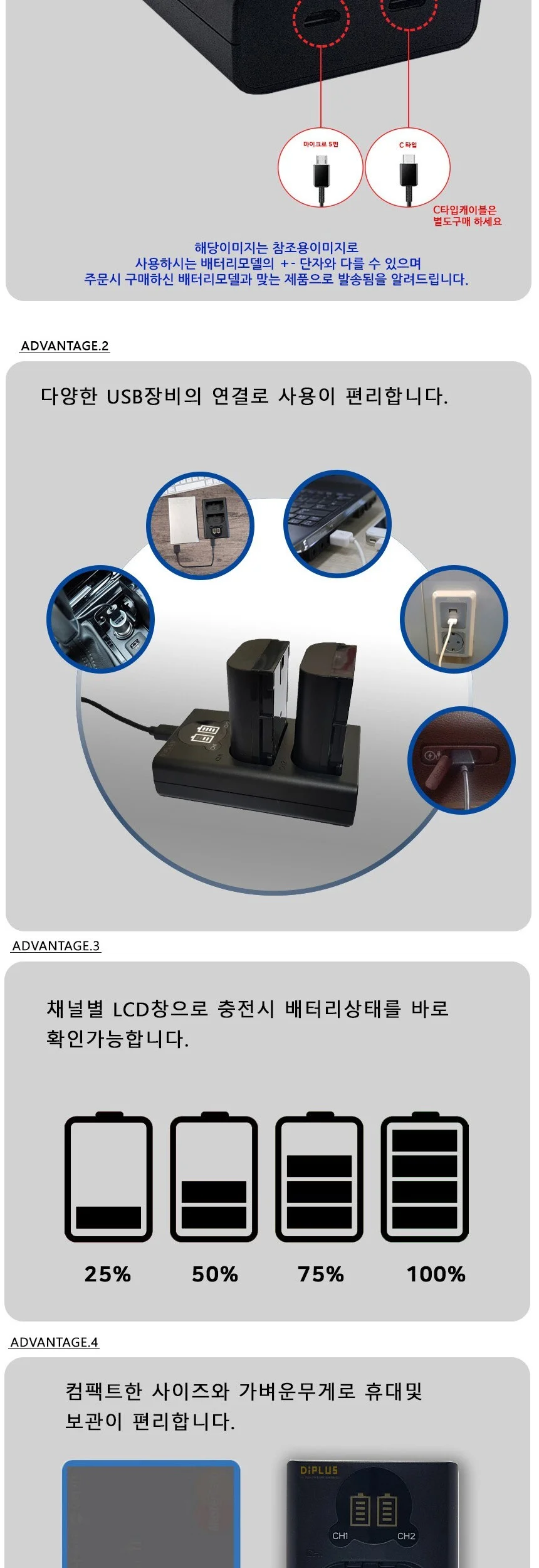 니콘 EN EL3E 호환 LCD 듀얼충전기 C 상세3