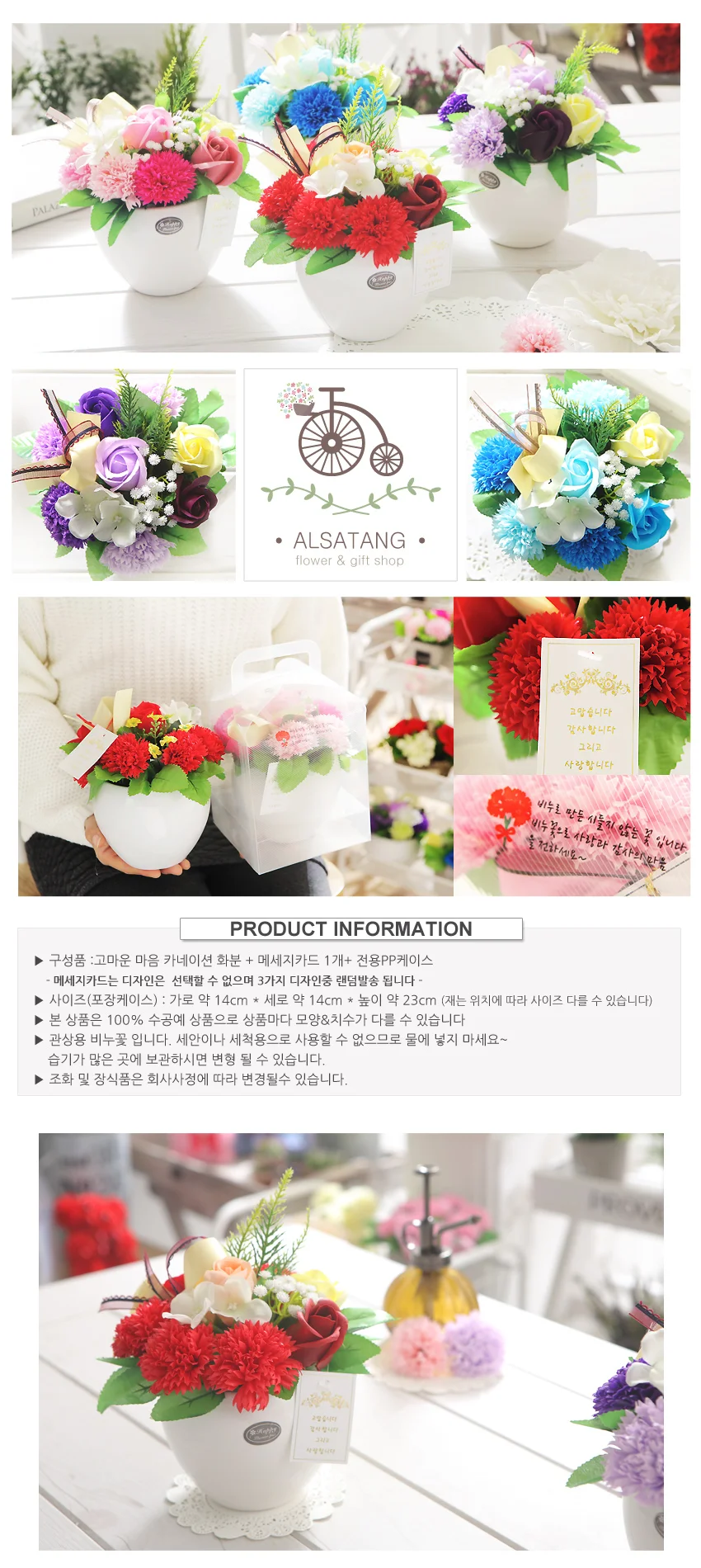 감사 도자기 카네이션화분 스승의날 화분 비누꽃 카네이션 부모님 상세3