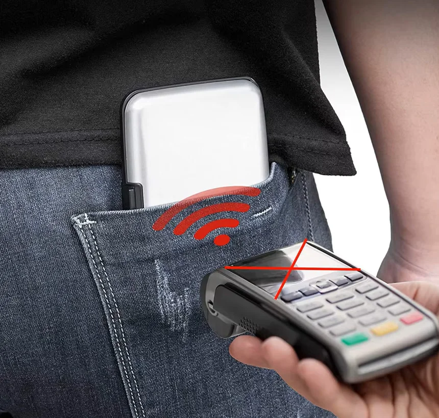 RFID 차단 카드 케이스 안티스키밍 여행 미니 포켓 신용카드 지갑 상세3