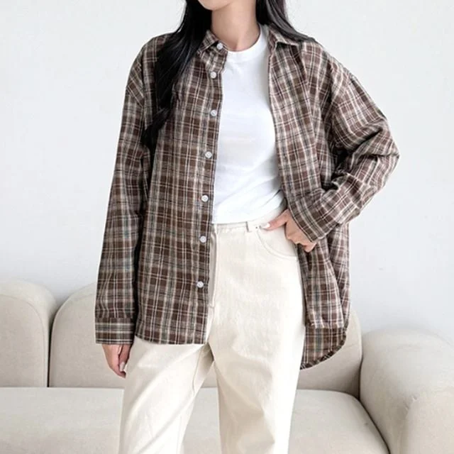 체크 긴팔 셔츠 남방 봄 가을 체크남방 남녀 커플