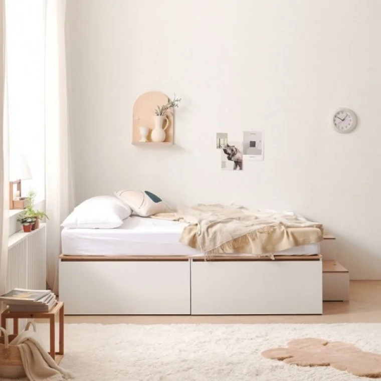 가구산책 대용량 높은수납침대S 빅서랍 SET+독립봉합 매트리스 DN7007