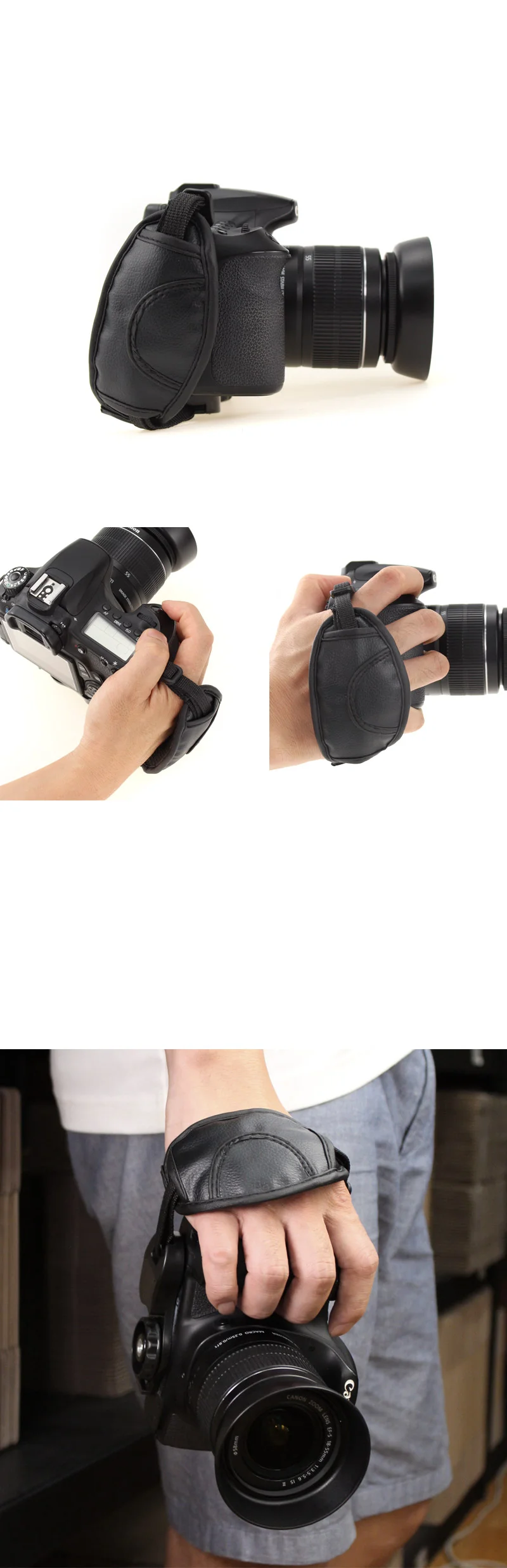 DSLR 카메라 핸드 그립 스트랩 가죽 손잡이 소니 니콘 호환 상세3