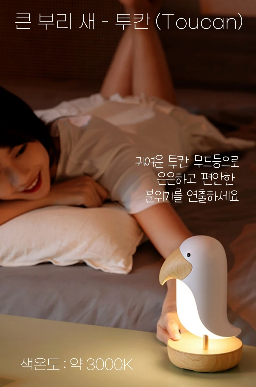 투칸 버드 라이트 무드등 새 침실 아이방 캐릭터 조명 상세3