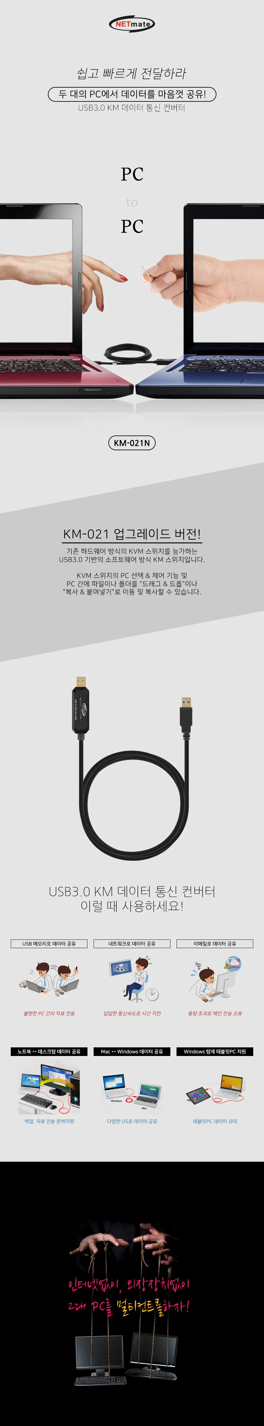 넷메이트 USB3.0 데이터 컨버터 키보드 마우스 공유 상세1