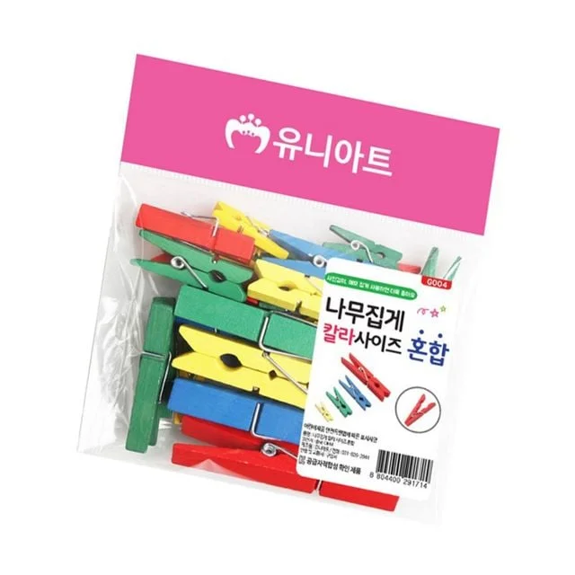 나무집게 칼라 사무실용품 사무용클립 사무용집게