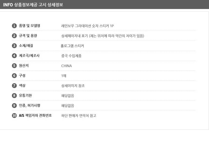 숫자이니셜 이니셜스티커 숫자스티커 라벨 번호 그라데이션 다이어리 무지개 메모 상세10