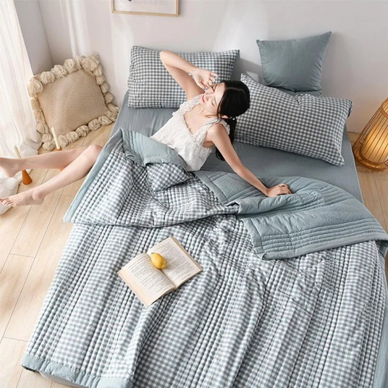 4계절체크킹사이즈이불 이불 먼지없는 여름 침구 차렵이불