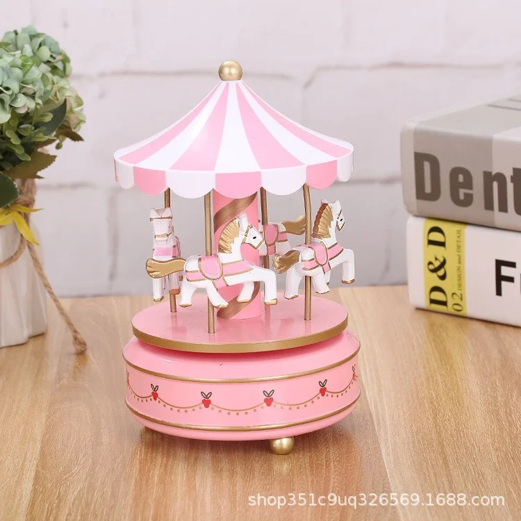 회전목마오르골 딸기 케이크 튀김 수제 회전목마 뮤직 박스 공예 선물 Diy 뮤직 박스