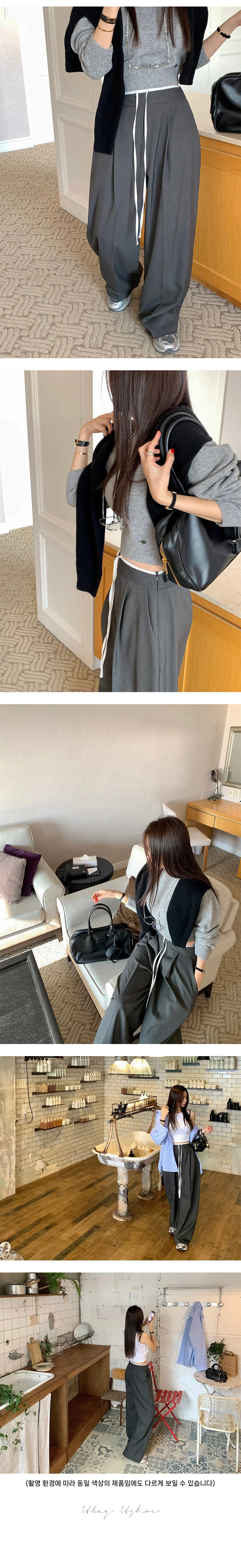 테일러드 와이드 팬츠 정장 스타일 리쉬 여성 여름 상세3